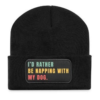 I'd rather be napping with my dog - Recycled Patch Beanie - black - Front