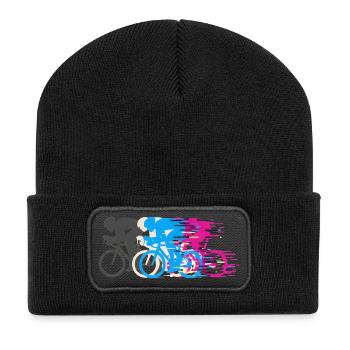 Bicycle Road Bike Cyclist Bike Sport Mountain Bike - Recycled Patch Beanie - black - Front