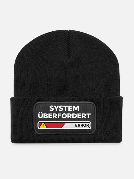 System überfordert Error - Recycelte Patch Beanie - Schwarz