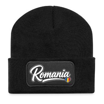 Scénario roumain avec cœur de drapeau Éventail patriotique - Beanie recyclé à patch - noir - Devant