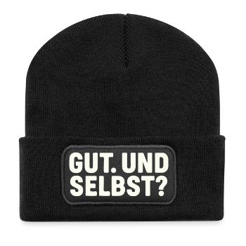 GUT. UND SELBST? - Recycelte Patch Beanie - Schwarz - Vorne