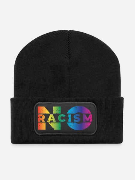 No Racism - Recycelte Patch Beanie - Schwarz