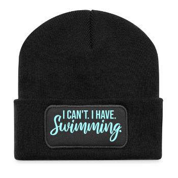 I Can't I Have Swimming Lustig Schwimmer Ausrede - Recycelte Patch Beanie - Schwarz - Vorne