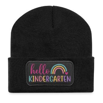 Hello Kindergarten - Back to School Design - Recycled Patch Beanie - black - Front