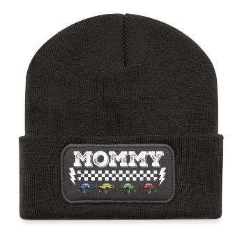 Conception de l’écrou tout-terrain de maman Monster Truck - Beanie recyclé à patch - charbon - Devant