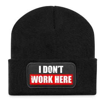 I don't work here Car lover car guy mechanic - Recycled Patch Beanie - black - Front