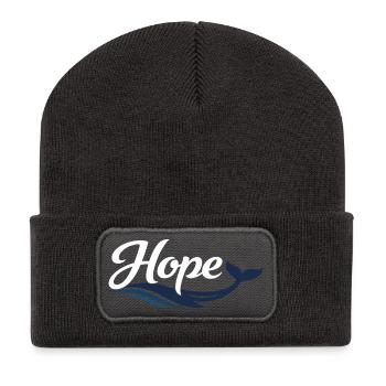 Hope Wal -Typografie - Recycelte Patch Beanie - Dunkelgrau - Vorne
