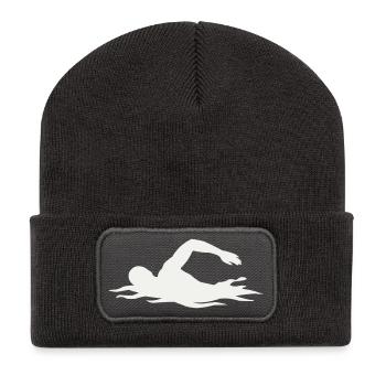 Swimmers silhouette in the water - Recycled Patch Beanie - dark grey - Front