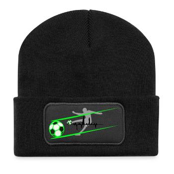 Fußball Fußballspieler Herzwellen  - Recycelte Patch Beanie - Schwarz - Vorne