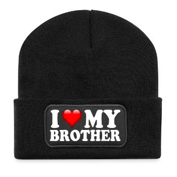 Ich liebe mein Bruder bestes Geschwister-Familiengeschenk - Recycelte Patch Beanie - Schwarz - Vorne