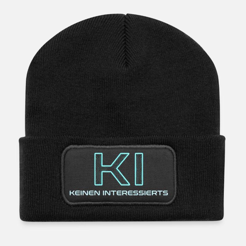 KI Neon Circuit Keinen Interessierts - Recycelte Patch Beanie - Schwarz