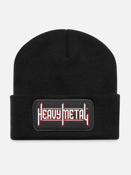 Heavy Metal Custom Typografie-Logo - Recycelte Patch Beanie - Schwarz