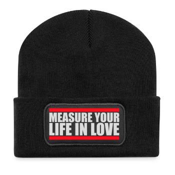 Measure Your Life In Love Inspirational Love Logo - Recycled Patch Beanie - black - Front