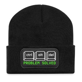 Ctrl Alt Del – Problem Solved IT Design - Recycelte Patch Beanie - Schwarz - Vorne