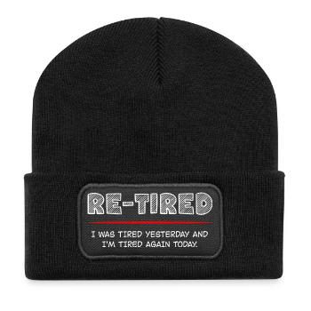 Re-Tired Funny Typography Design - Recycled Patch Beanie - black - Front