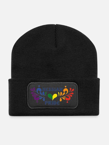 Hessian Pride Heart Blossom Pattern - Recycled Patch Beanie - black