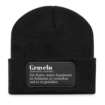 Graveln Definition - Recycelte Patch Beanie - Schwarz - Vorne