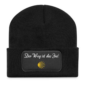 Der Weg ist das Ziel | Jakobsweg, Pilger, Santiago - Recycelte Patch Beanie - Schwarz - Vorne