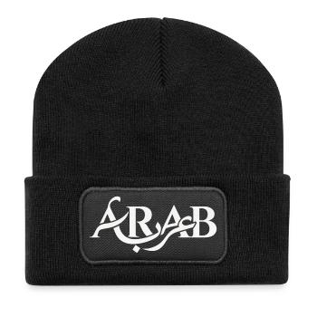 Arabeske Schriftmotiv - Recycelte Patch Beanie - Schwarz - Vorne