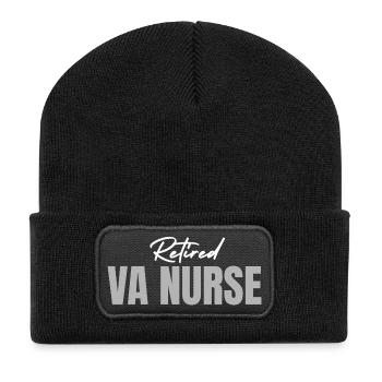 Pensionierte VA-Krankenschwester – lustiges Ruhestandsgeschenk - Recycelte Patch Beanie - Schwarz - Vorne