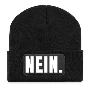 NEIN. | Klares Statement in Typografie - Recycelte Patch Beanie - Schwarz - Vorne