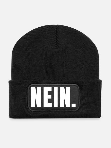 NEIN. | Klares Statement in Typografie - Recycelte Patch Beanie - Schwarz