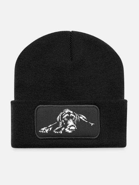Deutsch Drahthaar "Black Edition" - Recycelte Patch Beanie - Schwarz