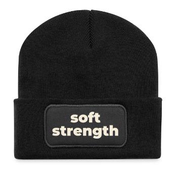 Weiche Stärke Typografie - Recycelte Patch Beanie - Schwarz - Vorne