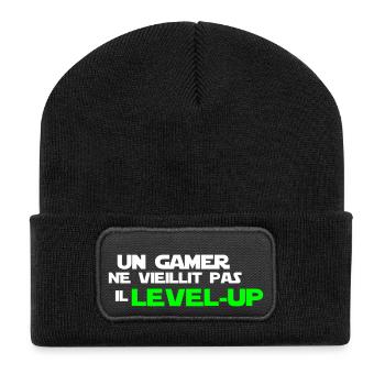 un gamer ne vieillit pas - Beanie recyclé à patch - noir - Devant