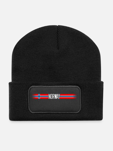 Norway Flags / Banners 004 AllroundDesigns - Recycled Patch Beanie - black