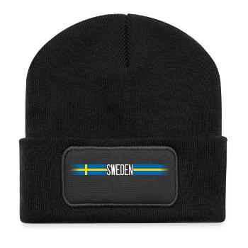 Sweden flag / banner 004 AllroundDesigns - Recycled Patch Beanie - black - Front