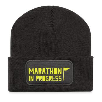 marathon in progress with little flag - Recycled Patch Beanie - dark grey - Front