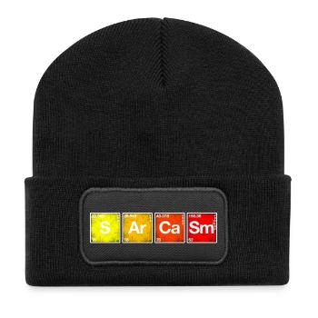 Sarkasmus Periodensystem der Elemente PSE Chemie - Recycelte Patch Beanie - Schwarz - Vorne