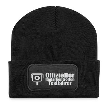 Offizieller Radarkontrollen testfahrer lustig - Recycelte Patch Beanie - Schwarz - Vorne