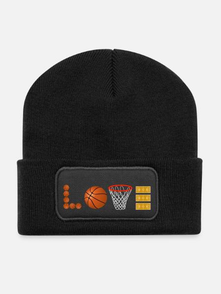 Love Basketball Sport Slamdunk Fan Ball Liebhaber - Recycelte Patch Beanie - Schwarz