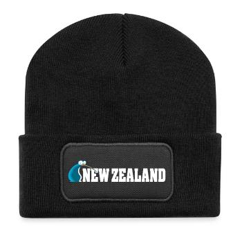 Kiwi-Vogel-Karikatur Neuseeland - Recycelte Patch Beanie - Schwarz - Vorne