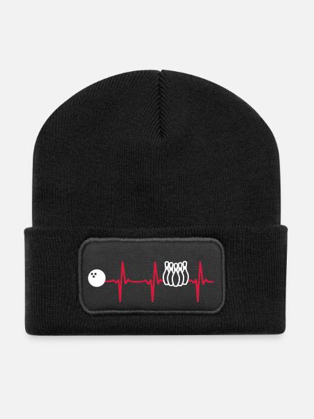 Heart beat bowling - Recycled Patch Beanie - black