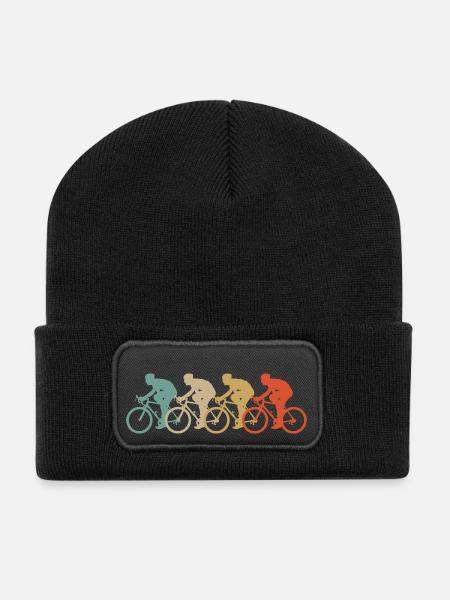 Retro Vintage Style Fahrrad Radsport Zweirad Sport - Recycelte Patch Beanie - Schwarz