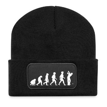 Evolution Golf Golfer Golfspieler Golfplatz - Recycelte Patch Beanie - Schwarz - Vorne