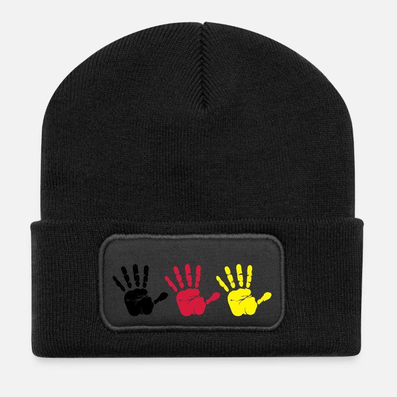 Handabdruck Trio - Recycelte Patch Beanie - Schwarz