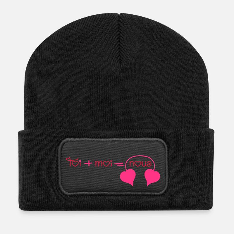 Toi + Moi = Nous coeurs (1c) - Beanie recyclé à patch - noir