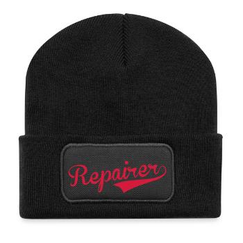 réparateur / réparation / réparer / bricolage - Beanie recyclé à patch - noir - Devant
