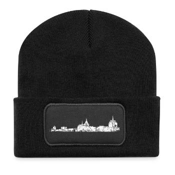 Rostock skyline (vintage / white) Rostock - Recycled Patch Beanie - black - Front