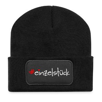 Einzelstück weiß - Recycelte Patch Beanie - Schwarz - Vorne