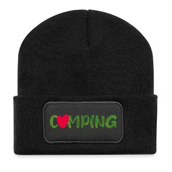 Camping Lawn Heart Caravan Van Life Motorhome Fan - Recycled Patch Beanie - black - Front