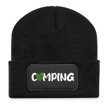 Camping Heart Lawn Grass Meadow Citation Camping-car Fan - Beanie recyclé à patch - noir - Devant