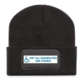 Nicht alle Behinderungen sind sichtbar - Recycelte Patch Beanie - Dunkelgrau - Vorne