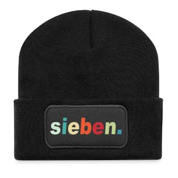 Cadeau enfant 7e anniversaire - Beanie recyclé à patch - noir - Devant