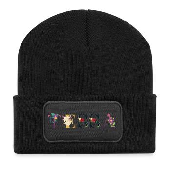 Tessa - Recycelte Patch Beanie - Schwarz - Vorne