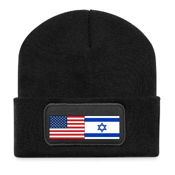 USA Israel Flag - Recycled Patch Beanie - black - Front